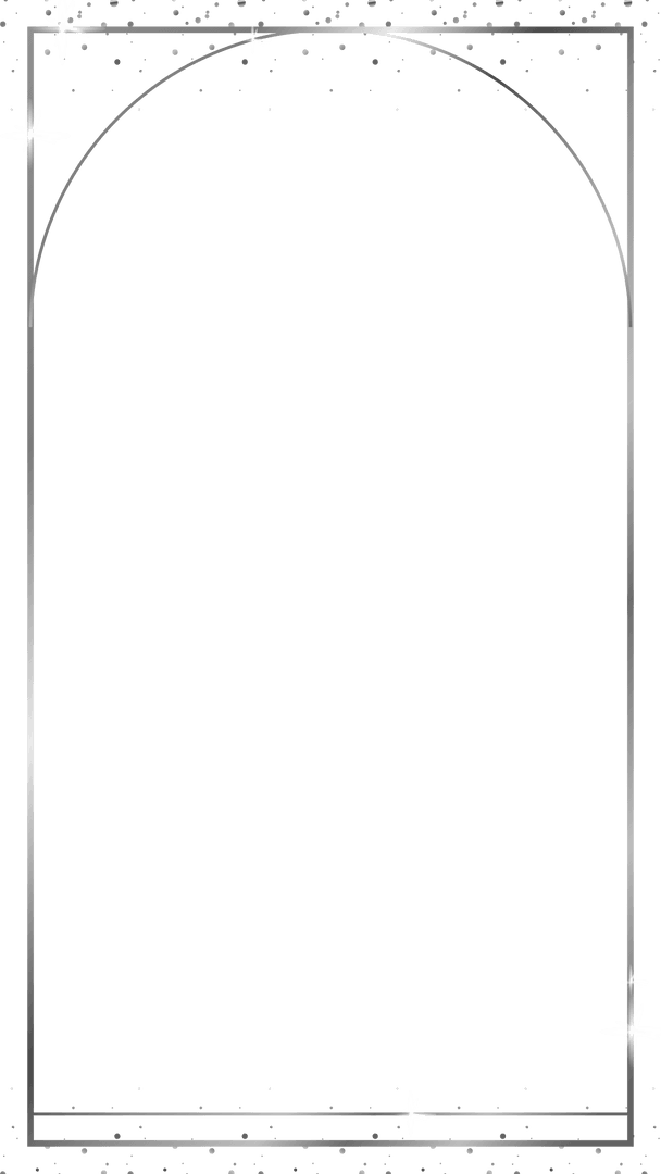 Elegant Silver Arch Frame on Transparent Background with Starry Accents