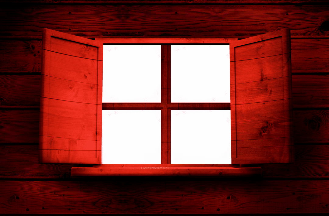 Transparent Window with Wooden Shutters Closed Isolated PNG
