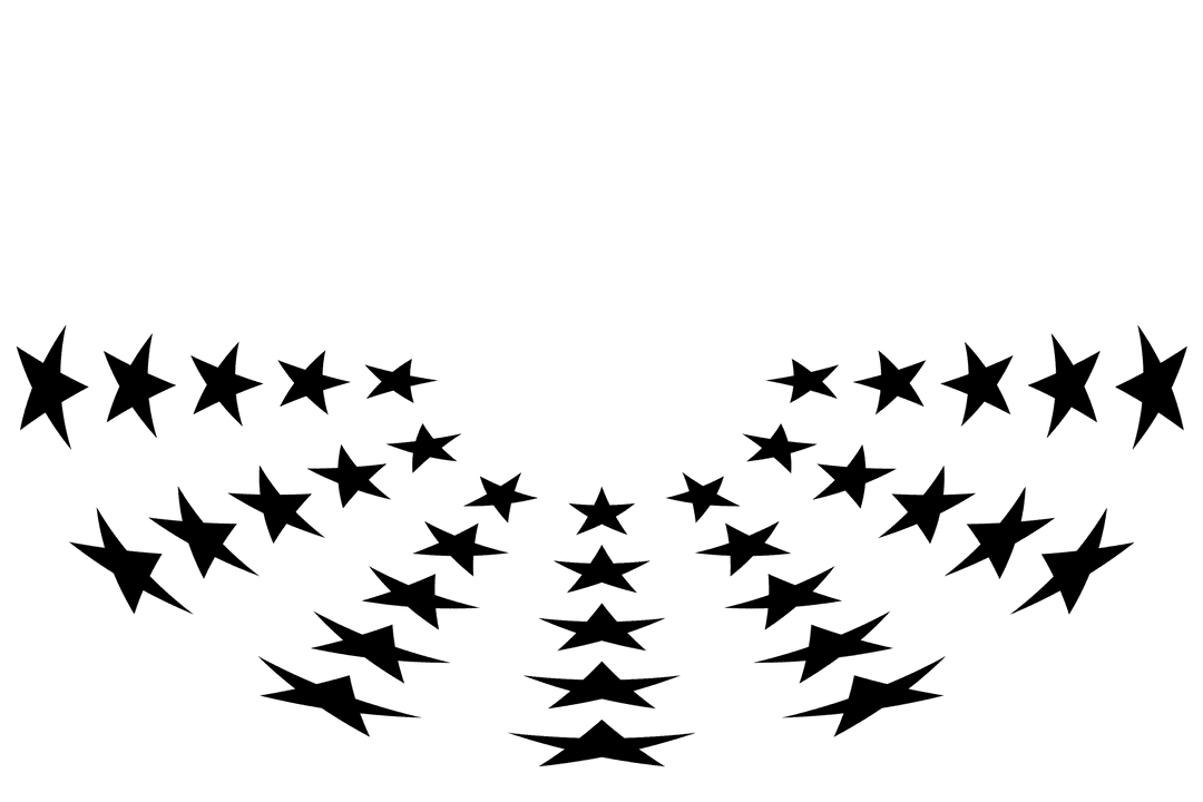 Rows of Black Stars with Transparent Background Vector