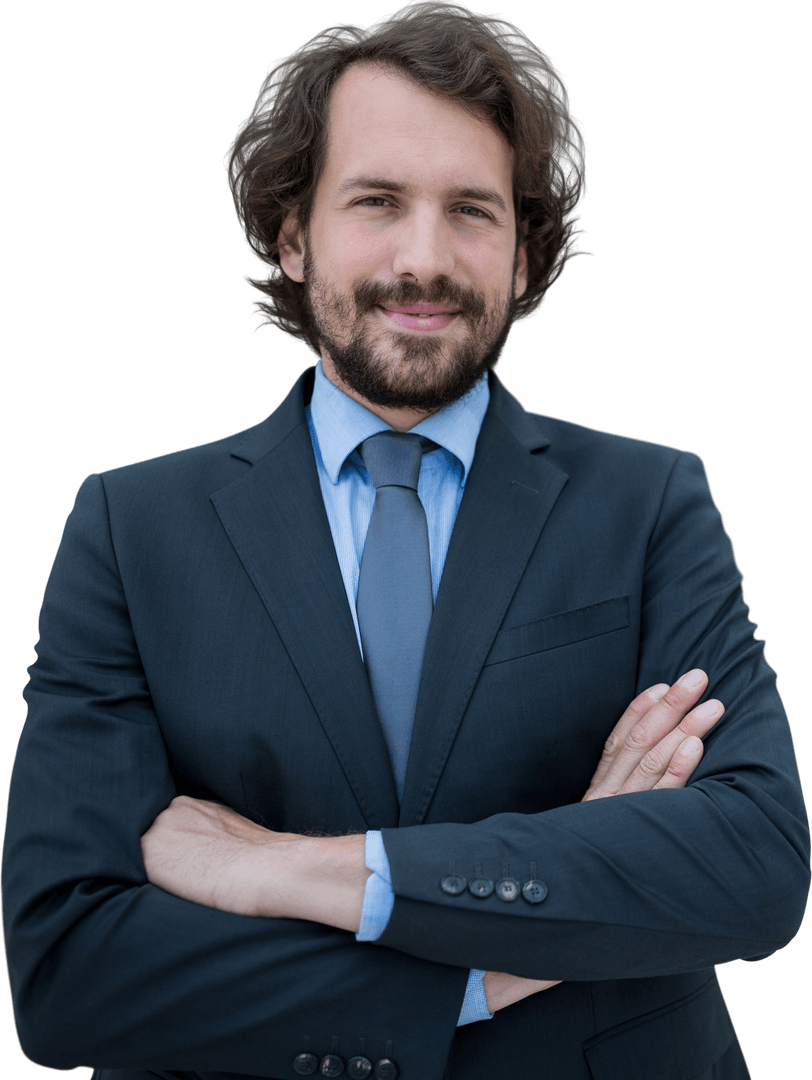 Transparent Background of Confident Businessman with Arms Crossed