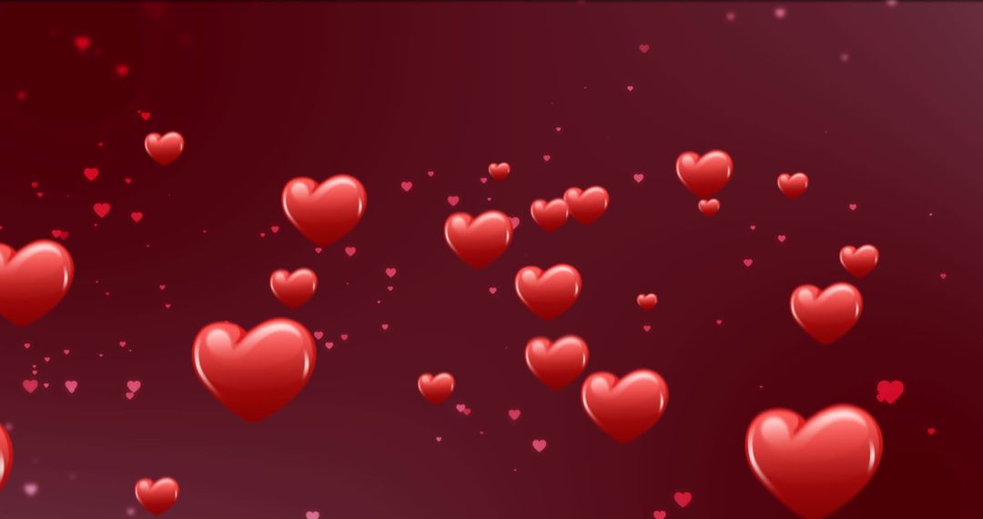 Floating Red Hearts on Sparkling Red Background for Valentine's Day - Free Images, Stock Photos and Pictures on Pikwizard.com