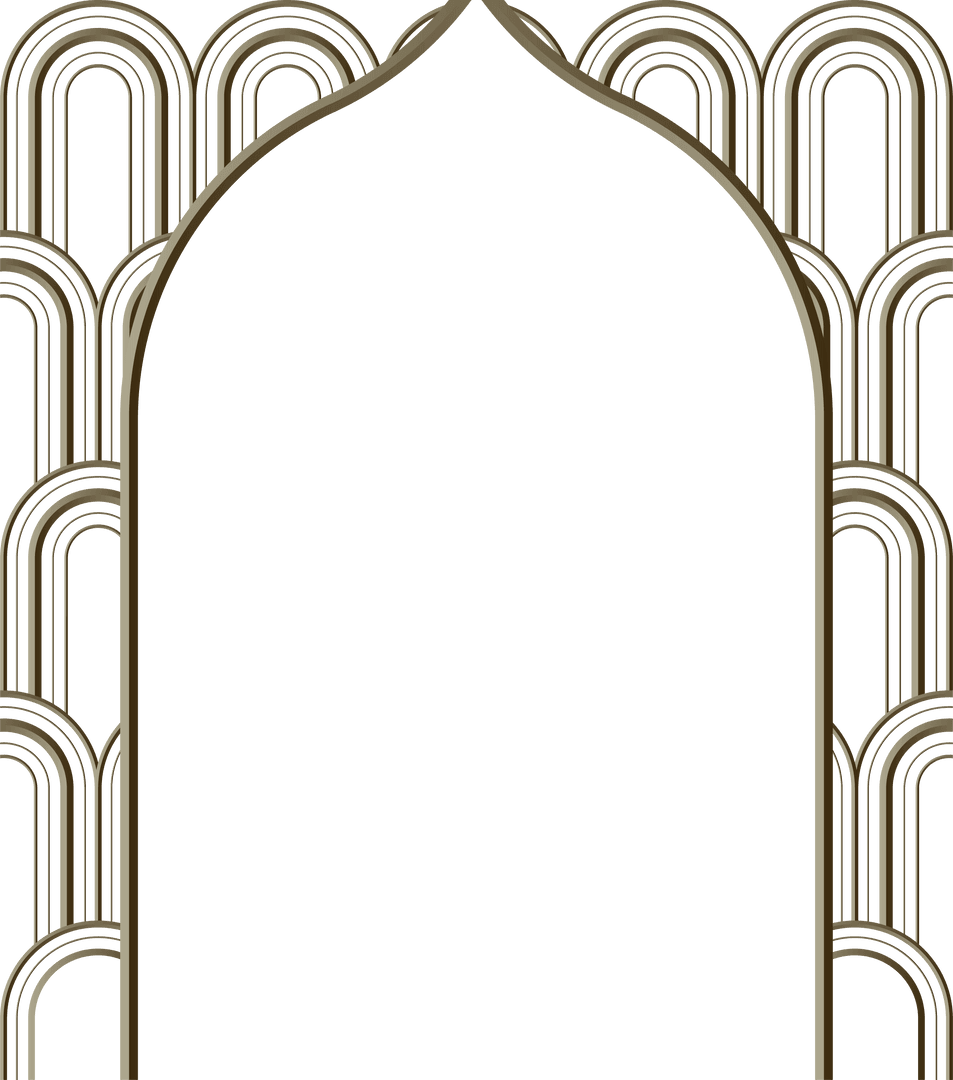 Geometric Luxury Arch Frame on Transparent Backdrop with Gold Outlines