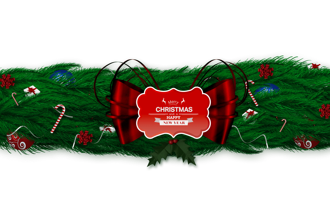 Transparent Christmas Garland with Bells and Candy Canes