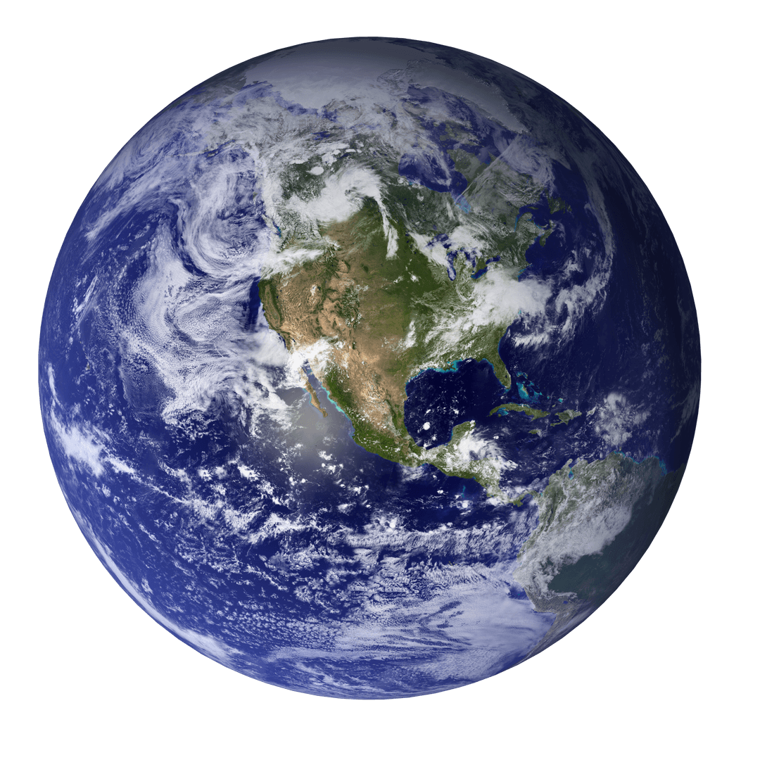 Digital Earth Globe Illustration on Transparent Background