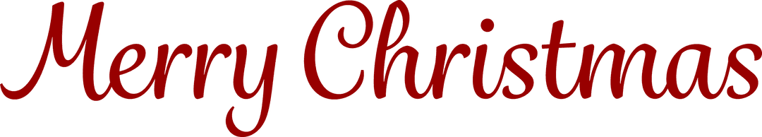 “Merry Christmas” Red Calligraphic Text on Transparent Background