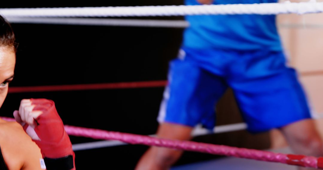 Focused female boxer training in boxing ring - Free Images, Stock Photos and Pictures on Pikwizard.com