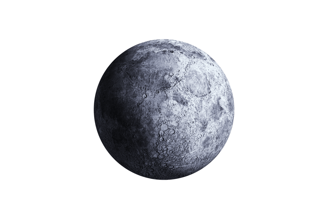 Gray Moon on Transparent Background for Celestial Designs