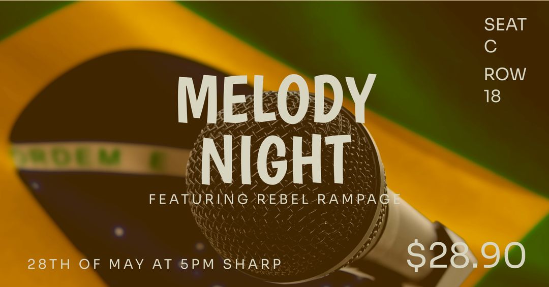 Vibrant Melodic Night Event Poster with Microphone - Download Free Stock Templates Pikwizard.com