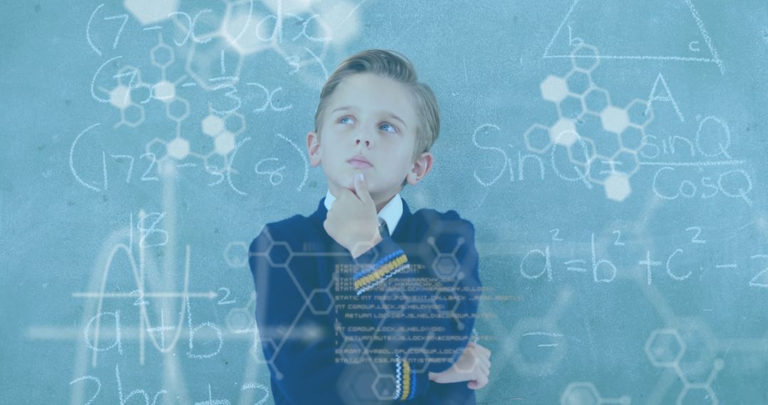 Young Student Deep in Thought with Mathematical Formulas - Free Images, Stock Photos and Pictures on Pikwizard.com