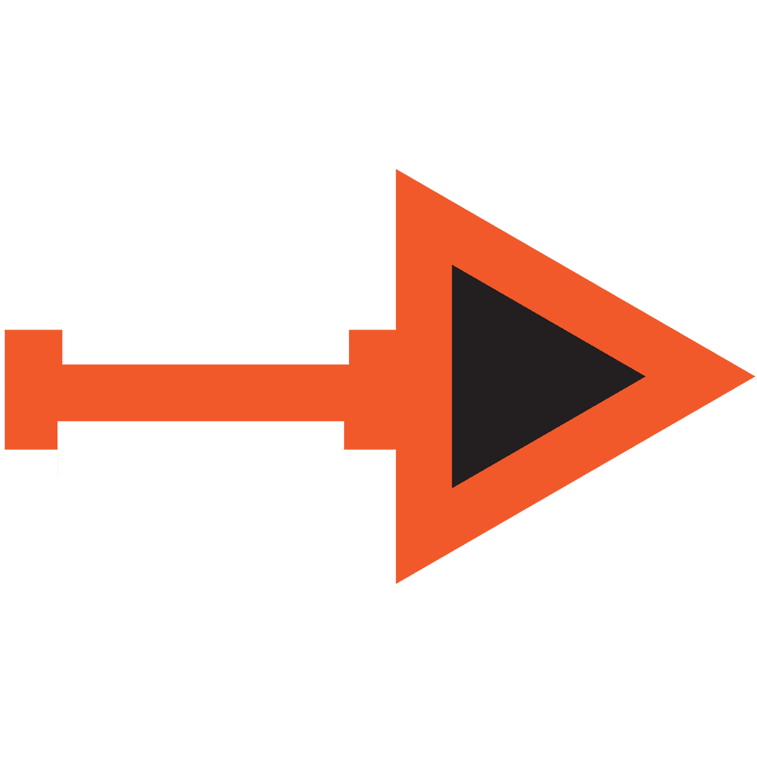 Orange Black Right Arrow on Transparent Background