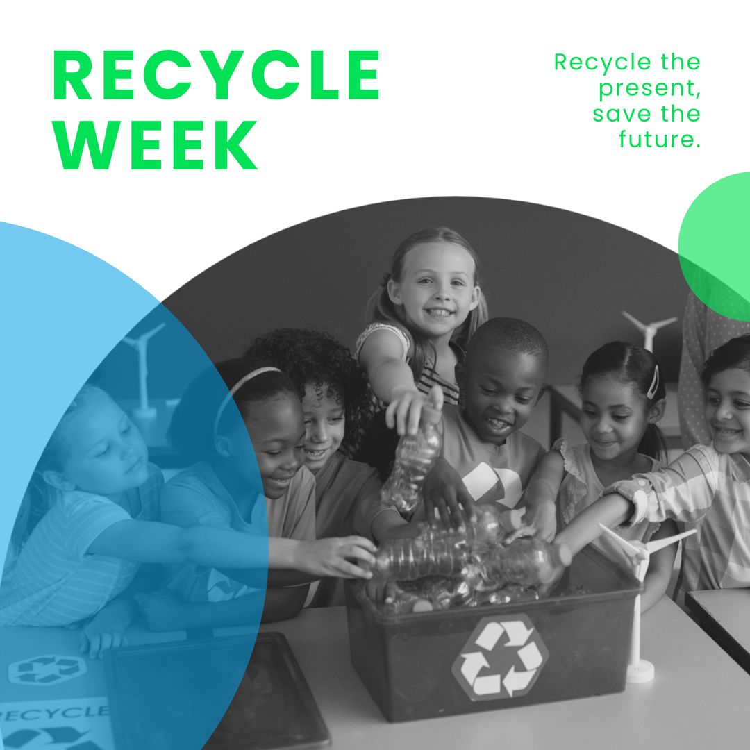 Diverse Children Engaged in Recycling Activities for Eco Awareness