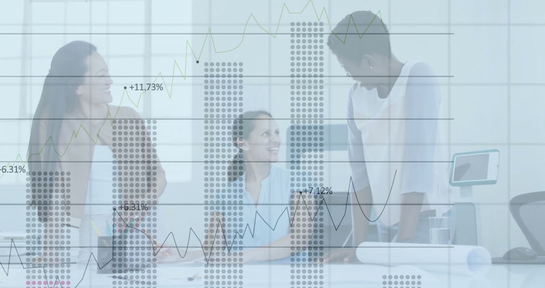 Diverse Business Team Analyzing Financial Data with Growth Charts