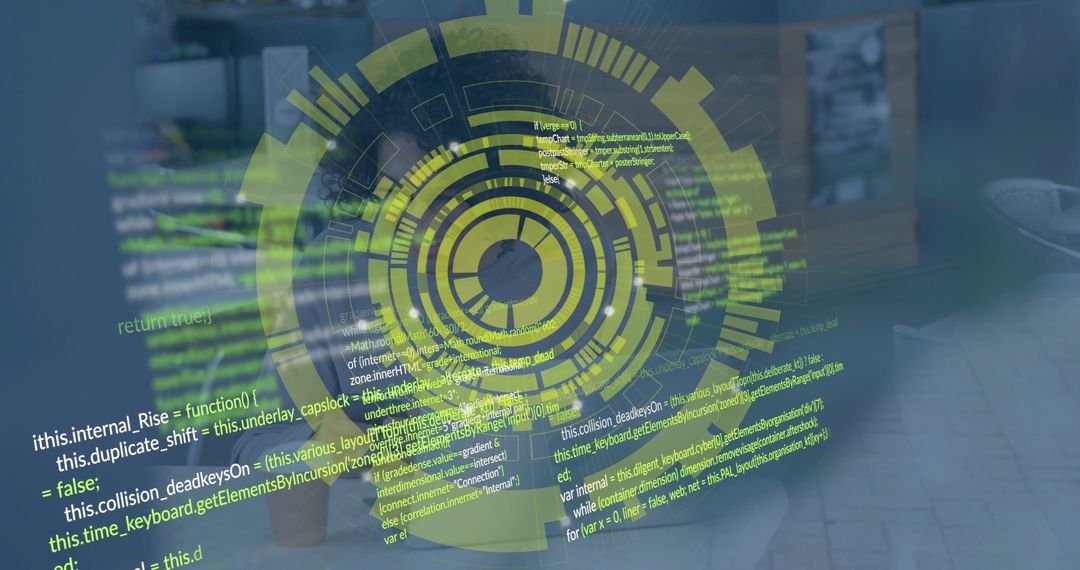 Futuristic Green Digital Interface in Modern Workspace