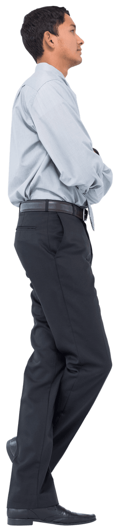 Serious Biracial Businessman with Arms Crossed on Transparent Background