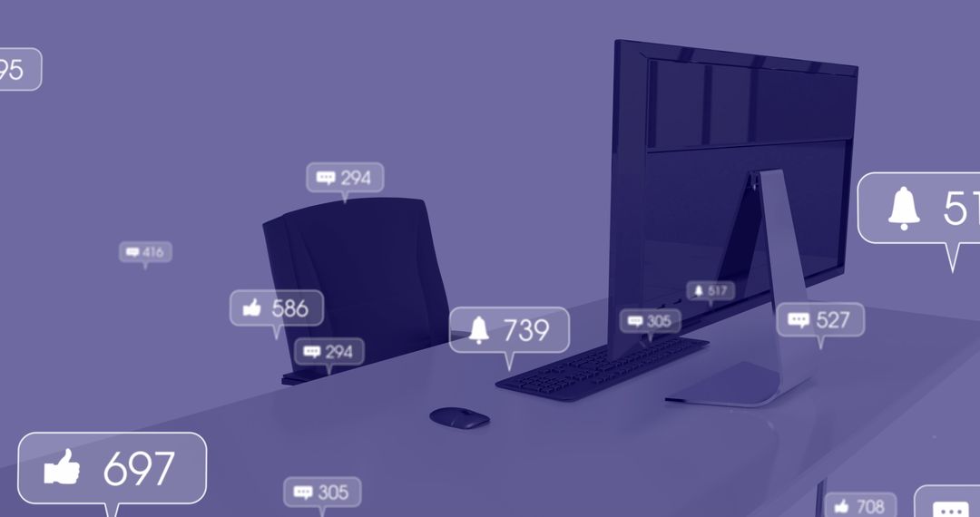 Digital Workspace Connected Through Social Media Icons