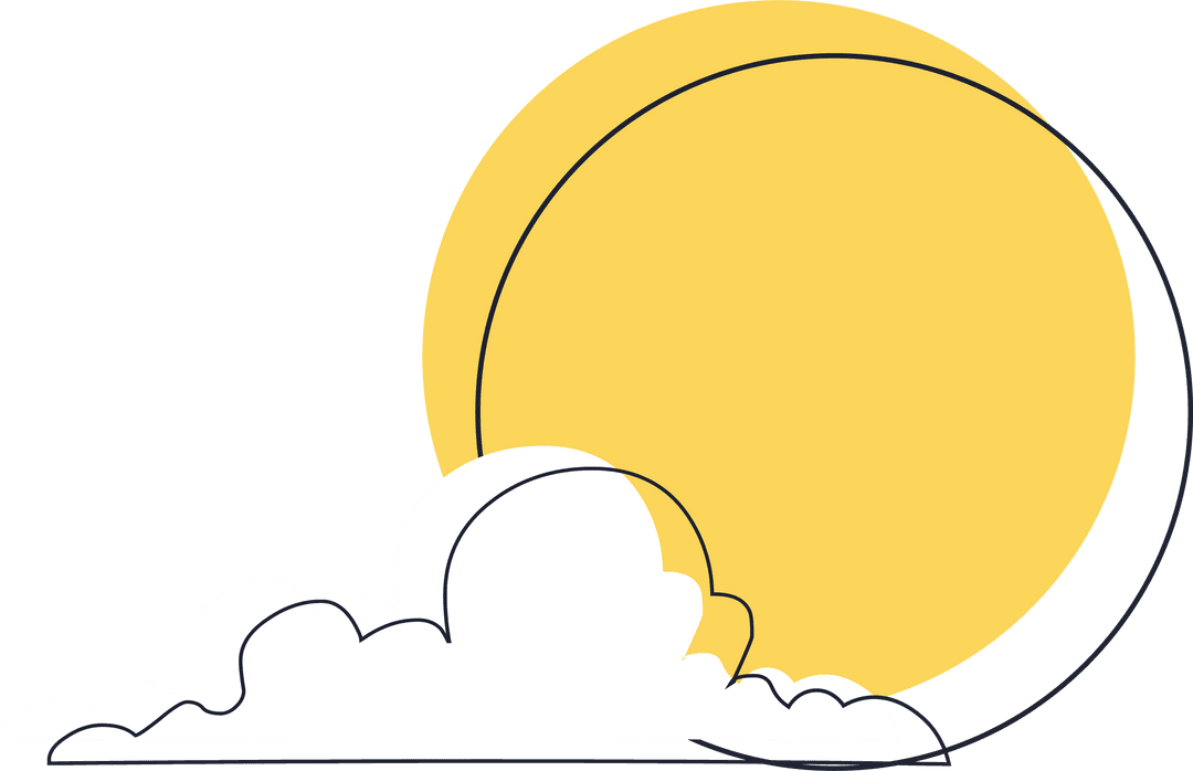 Sun Hiding Behind Cloud Flat Weather Icon on Transparent Canvas
