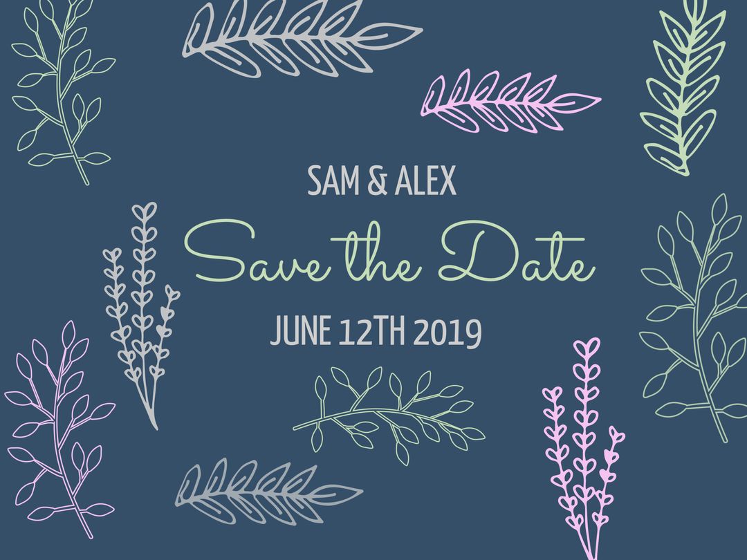 Botanical Save the Date with Elegant Foliage Illustrations - Download Free Stock Templates Pikwizard.com