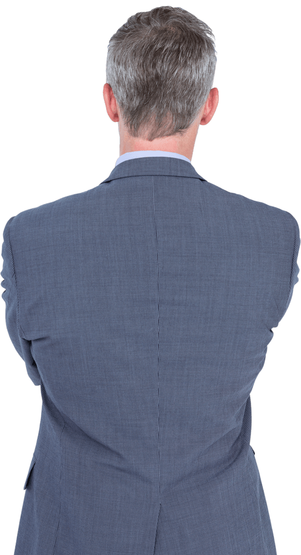 Transparent Rear View of Businessman in Suit with Arms Crossed