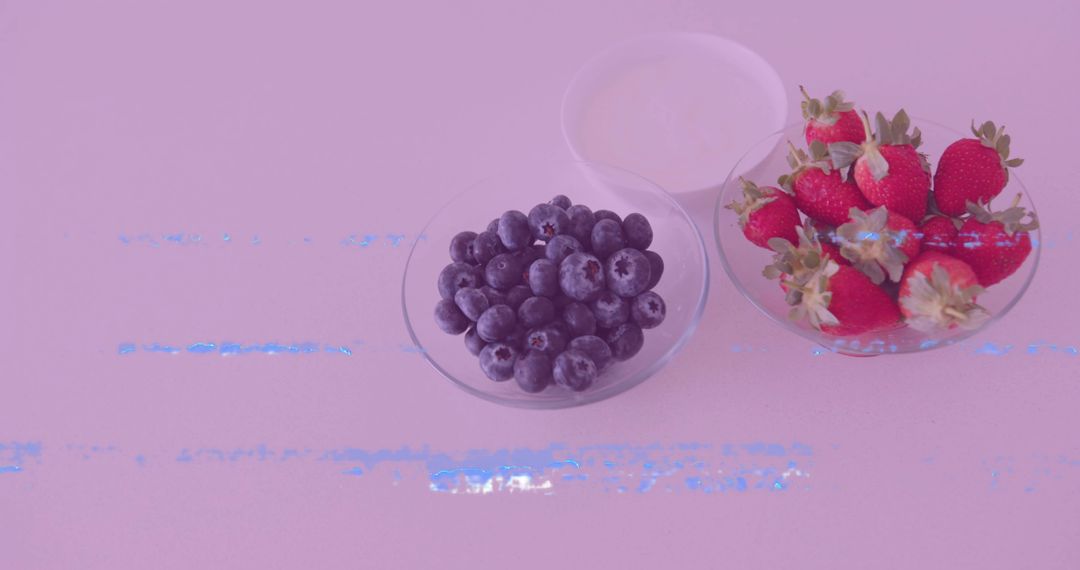 Fresh Blueberries, Strawberries, and Yogurt on Minimalist Counter