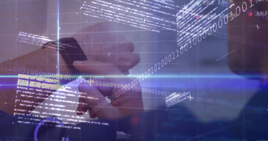 Businessman Analyzing Digital Data with Smartwatch