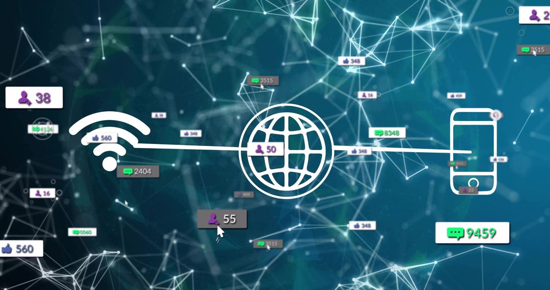Digital Connectivity Illustration with Wi-Fi and Smartphone Icons