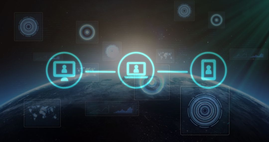 Global Network Concept with Digital Interface Icons