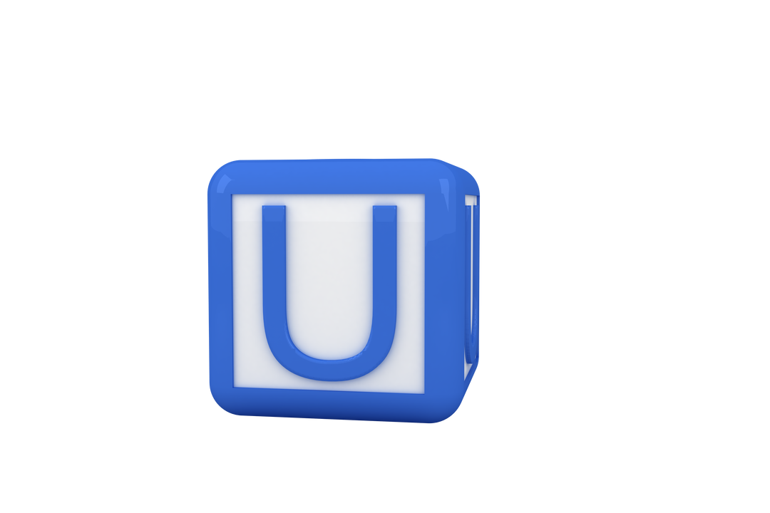 Blue Cube with Letter U on Transparent Background Digital Illustration - Download Free Stock Images Pikwizard.com