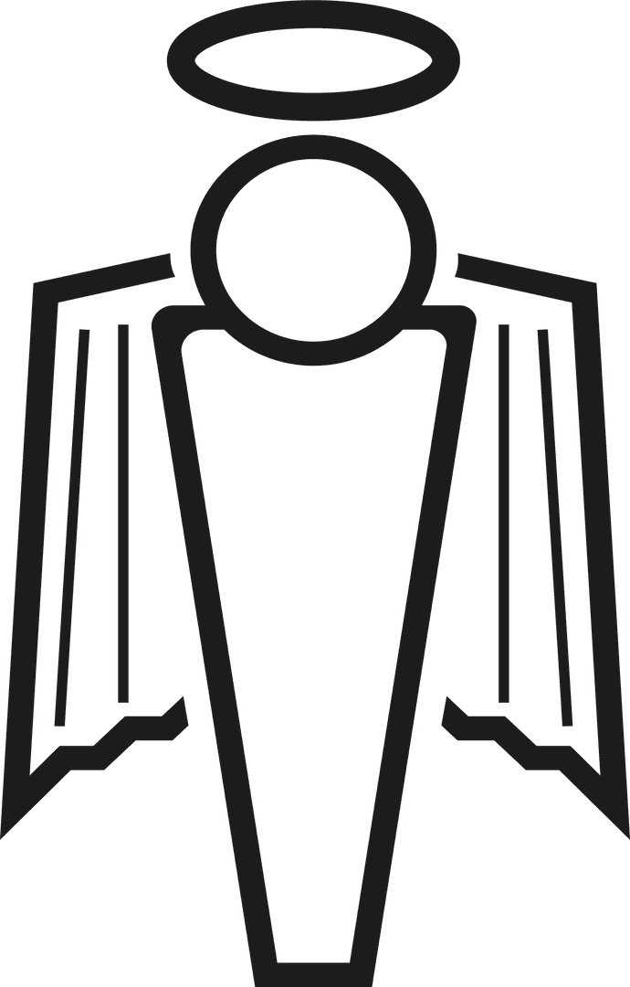 Digital Black Angel on Transparent Background for Faith Concepts