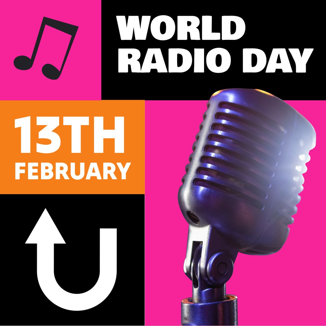 World Radio Day Celebration with Vintage Microphone - Download Free Stock Templates Pikwizard.com