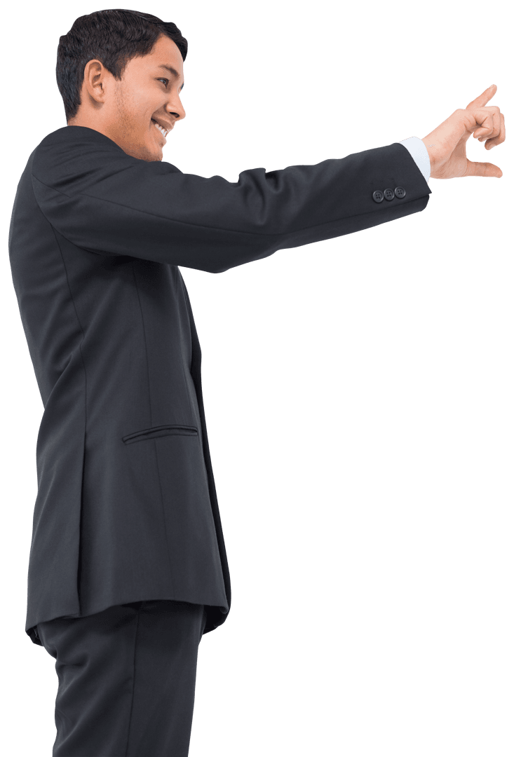 Transparent Excited Businessman Dynamic Gesture
