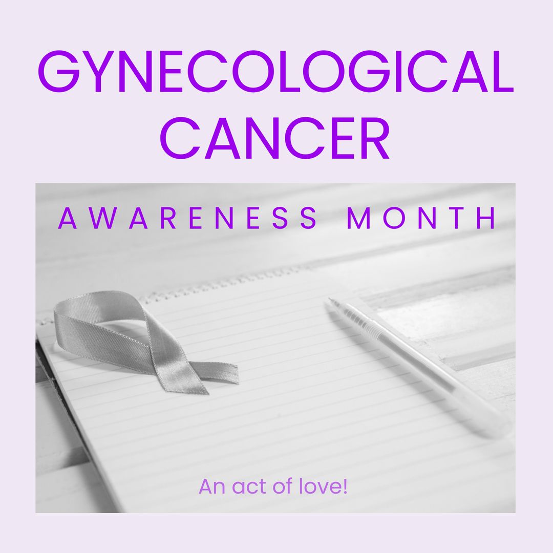 Gynecological Cancer Awareness Concept with Grey Ribbon and Notebook