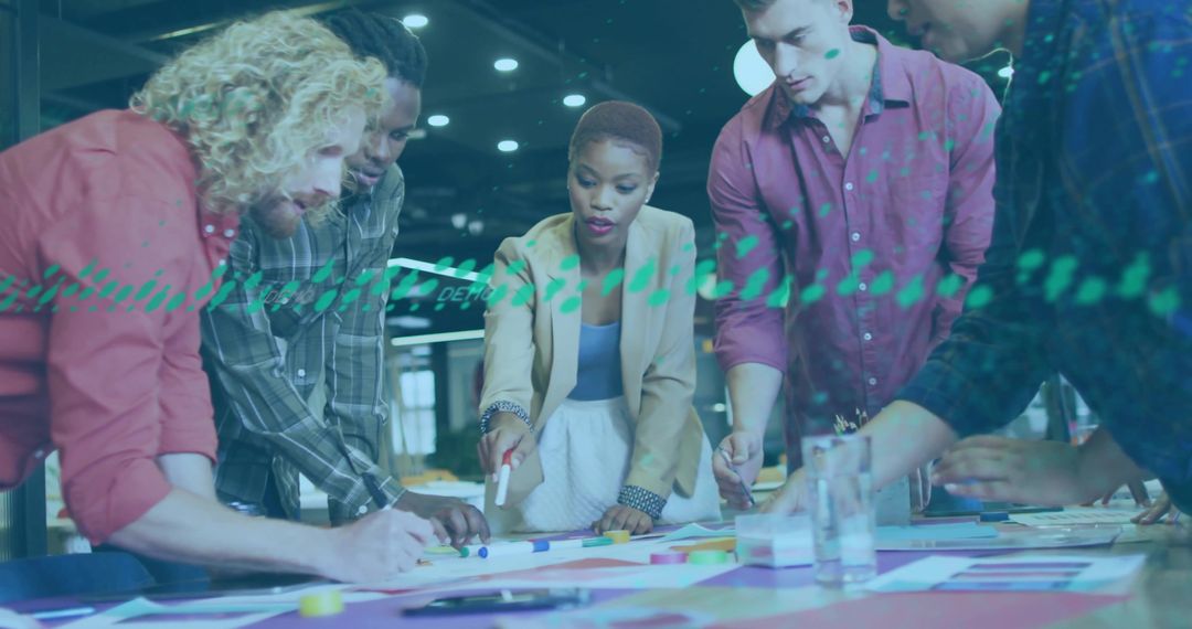 Diverse Team Brainstorming Design Projects in Modern Office