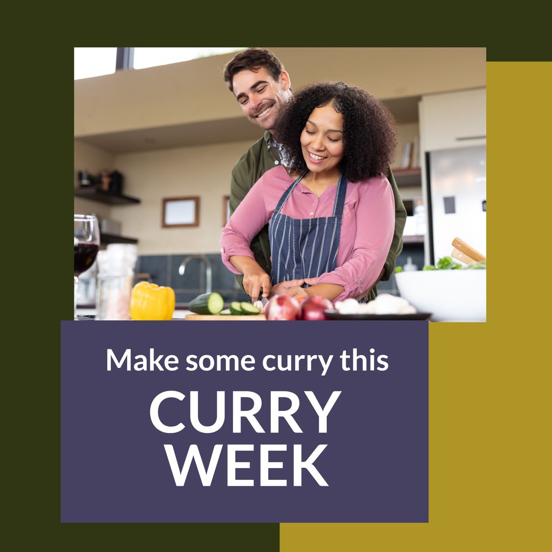 Smiling Couple Cooking Together During Curry Week Celebration