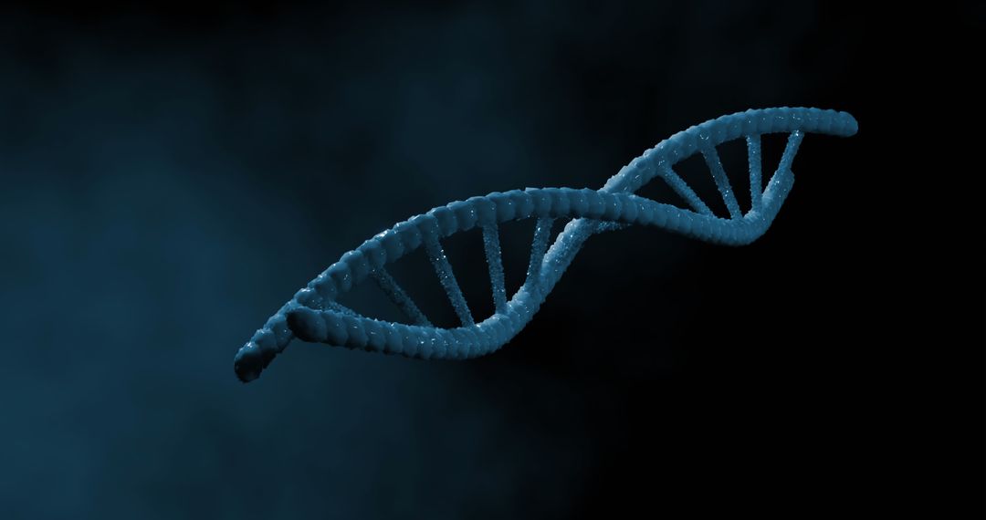 3D DNA Strand Floating on Dark Background