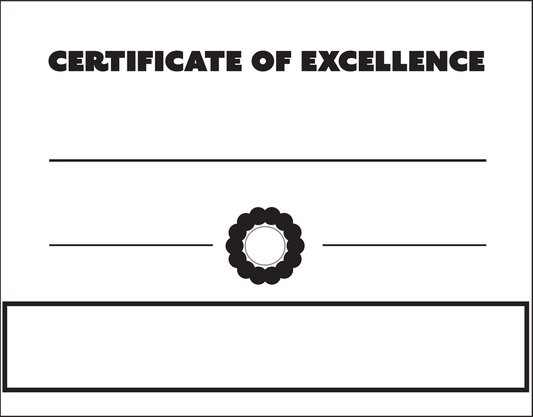 Certificate of Excellence on Transparent Background for Recognition Events