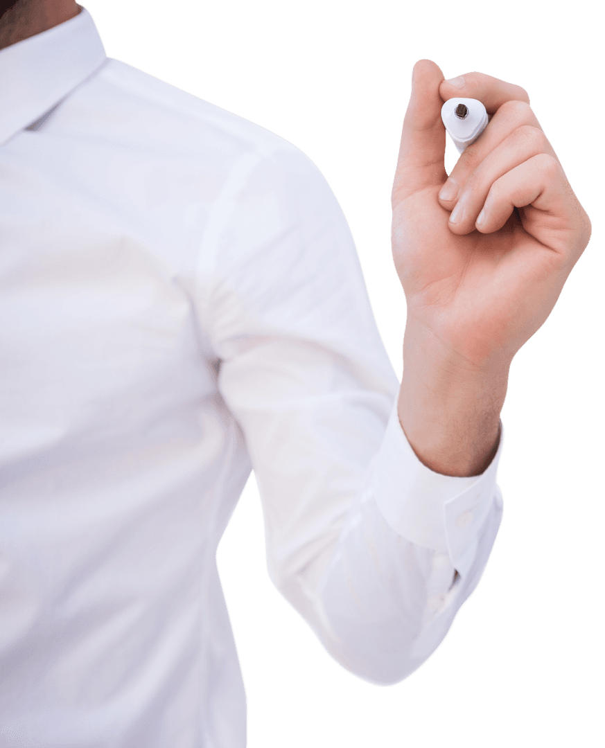 Midsection Transparent Businessman Writing with Pen