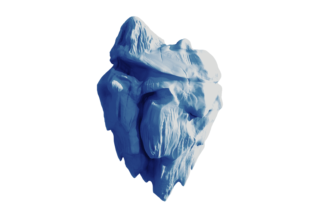 Abstract Blue Rock Formation Isolated on Transparent Background