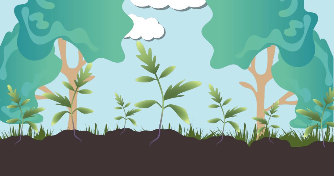 Thriving Plants and Forest Landscape Emphasizing Nature's Growth