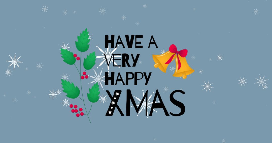 Joyful Christmas Greeting Card Design with Holly and Bells