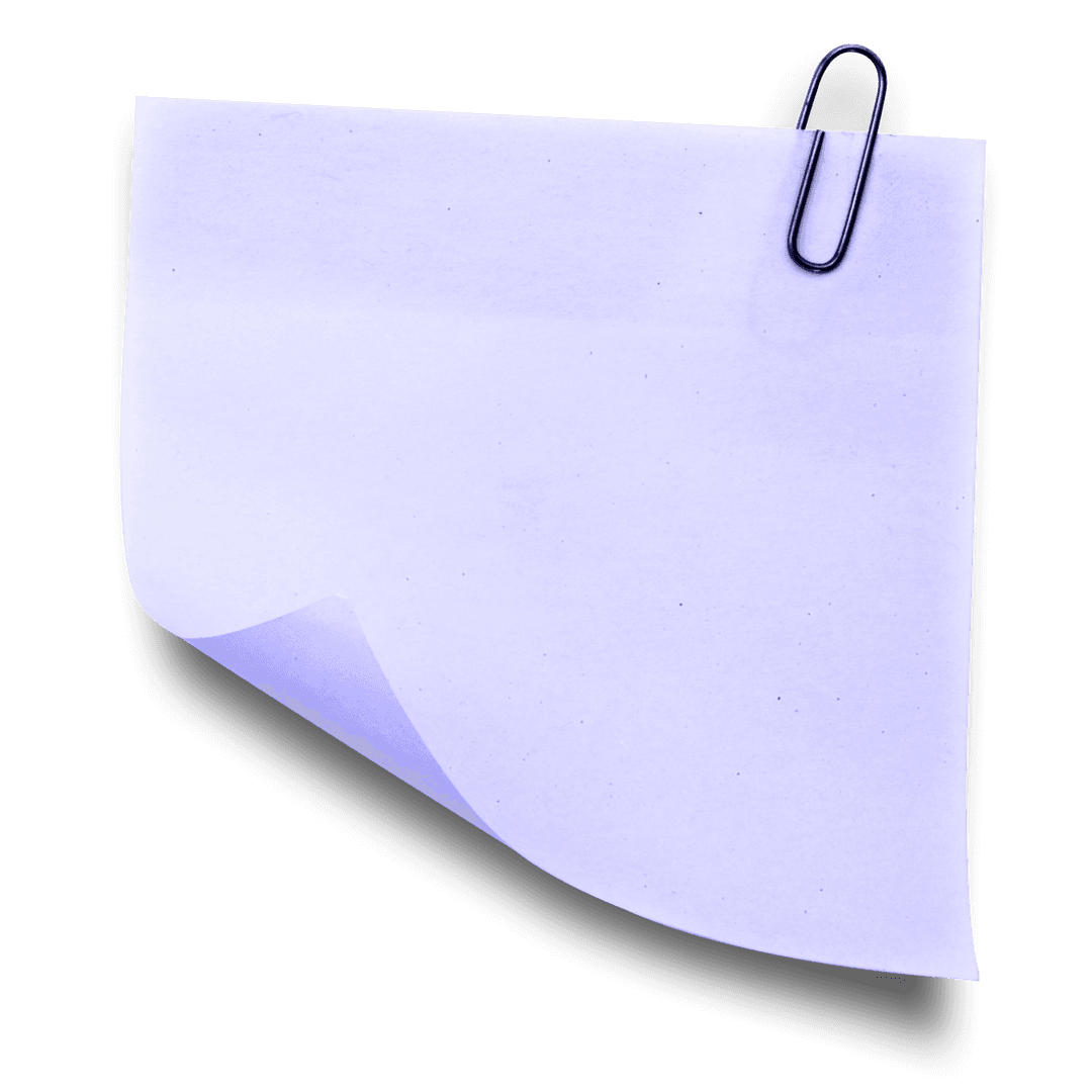 Transparent Blue Sticky Note with Attached Paper Clip