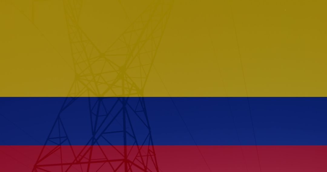 Colombia Flag Overlapping Power Lines Symbolizing Energy & Politics - Free Images, Stock Photos and Pictures on Pikwizard.com