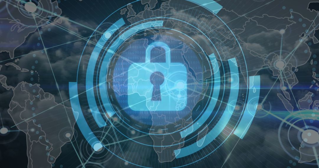 Digital Security Concept Holographic Lock Overlay