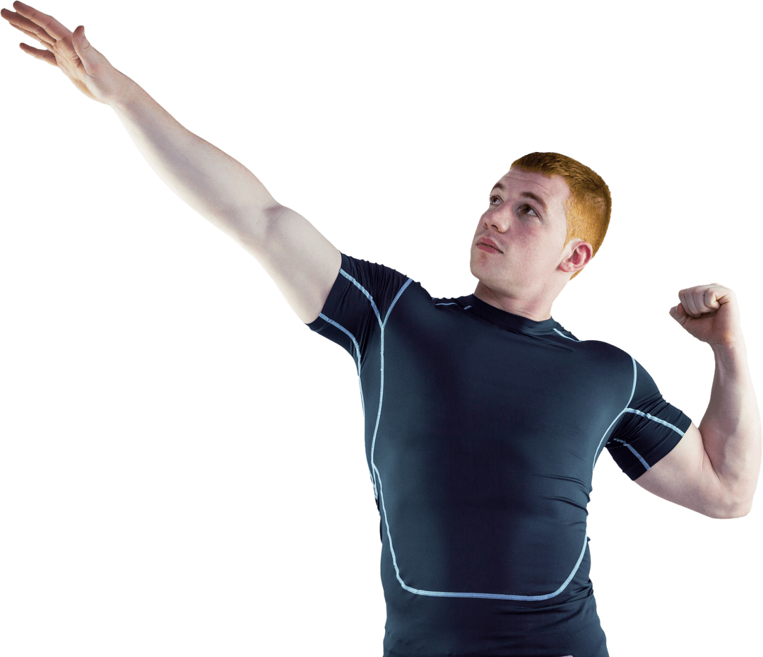 Muscular Rugby Player Demonstrating Strength Pose