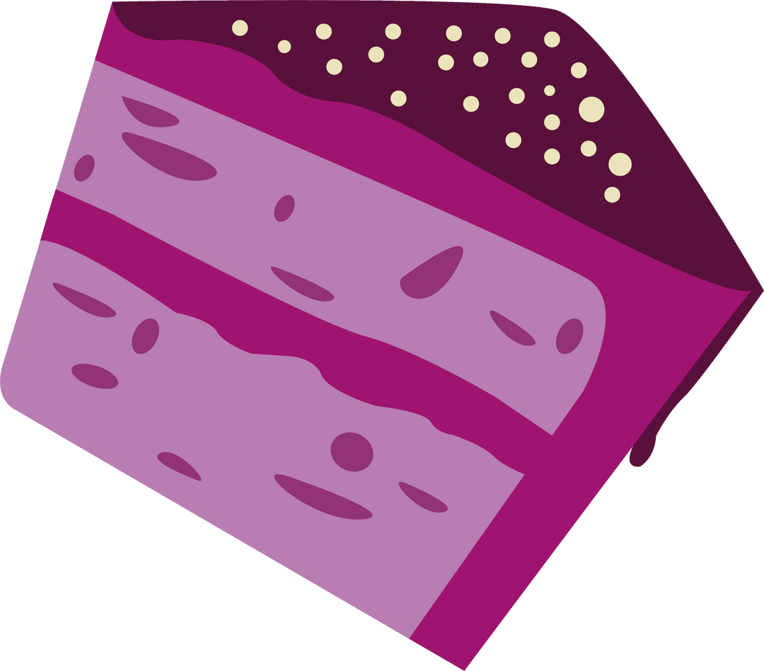 Flat Design Cake Slice Purple Icing Transparent Background