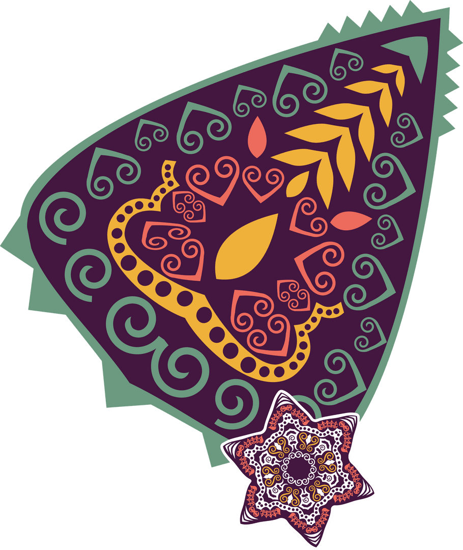 Vibrant Mandala and Teardrop Motifs on Transparent Background