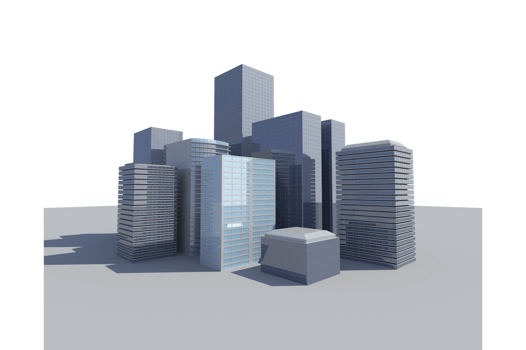 Modern Cityscape Vector Illustration on Transparent Background