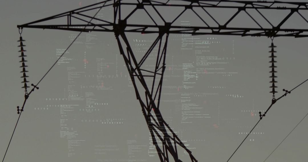 Minimalist Silhouette of Power Line Against Textured Sky