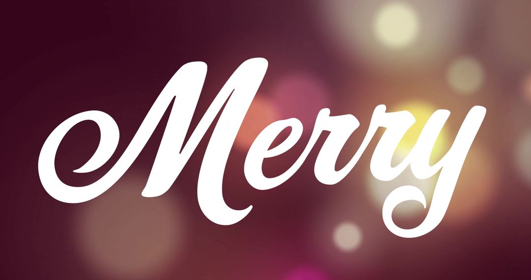 Festive Merry Text on Colorful Bokeh Background for Holiday Celebrations