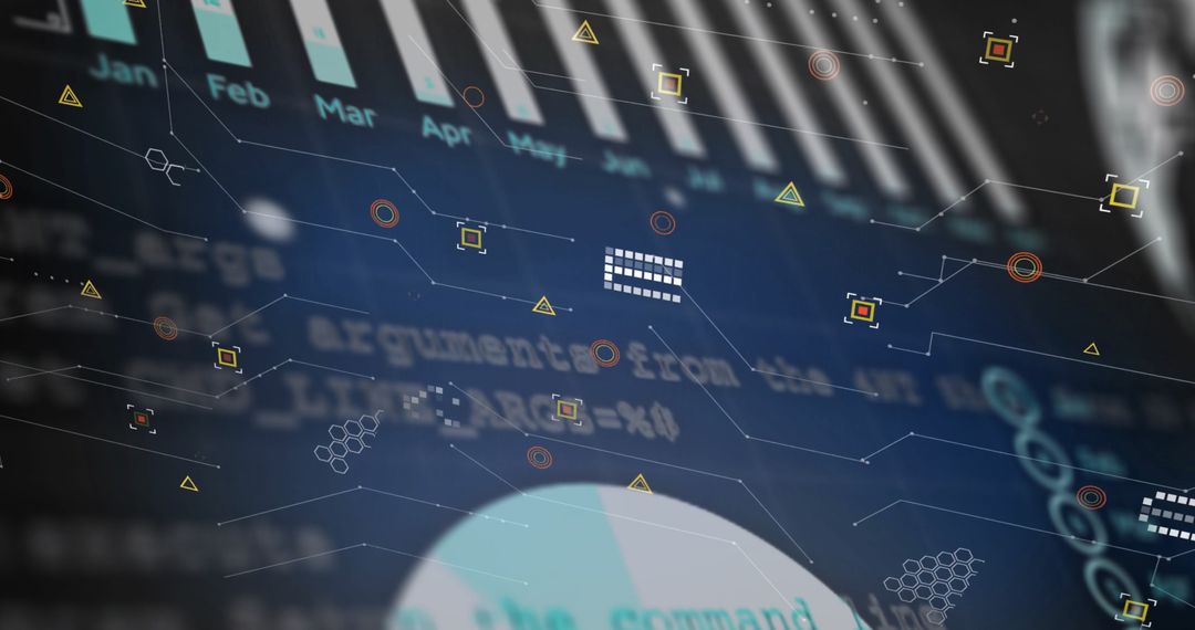 Abstract Digital Interface with Data Analytics Overlay