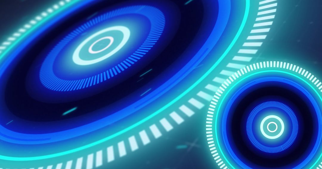 Glowing Blue Targets with Digital Glitch Effect